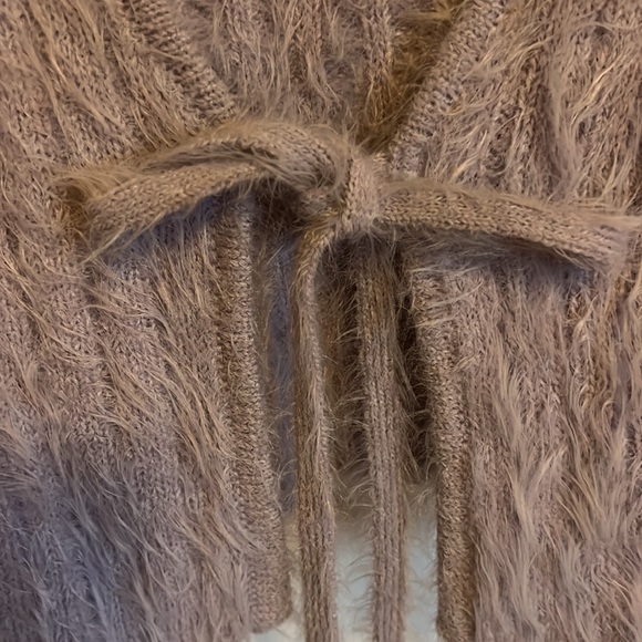 garage fuzzy soft long sleeve tie front sweater - Picture 3 of 4